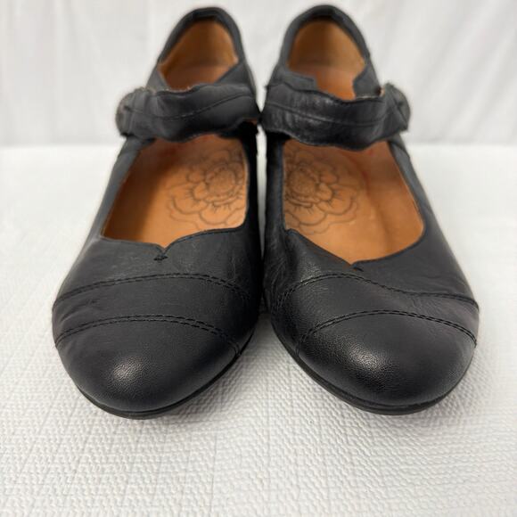 Taos Shoes Womens Size 9 Black Leather Angel Mary Jane Heel Adjustable Strap - Picture 2 of 11
